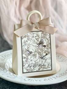5 pièces Boîte-cadeau de mariage avec motif floral et d'oiseau, boîte-cadeau florale pour fête, anniversaire
