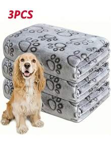 1 حبة أو 3 حبات بطانية ناعمة جدًا لإستراحة القطط أو الكلاب، مزينة بطباعة بصمة القدم الجميلة، قابلة للغسل في الغسالة، متوفرة بألوان وأحجام مختلفة، مناسبة للحيوانات الأليفة الصغيرة والمتوسطة الحجم - رمادي - مشاهدة 20