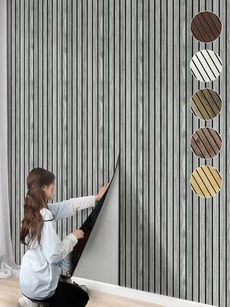 1 rulle väggpanel med 3D-träimitation, självhäftande vinyltapet, lämplig för väggar och tak, lätta att ta bort och klistra på väggklistermärken, vardagsrum, matsal, kontor, sovrumsdekoration