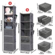 1pc Multi-Layer Wall Hanging Storage Bag, Organizer Pocket For Clothing, Accessories & Household Items, Closet Hanging Wardrobe Rack With Drawers, Grey