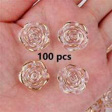 20/50/100pcs Acrylic Leaf & Flower Pendants, Transparent Leaf Charms For Jewelry Making, Bracelet Necklace Earrings DIY