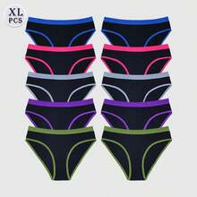[10pcs Soft Women's Cotton Pants Underwear ] 10pcs Set Of Women's Cotton Pants,Elegant, Fashionable, Soft And Skin Friendly Underwear, Suitable For Daily Commuting, Women'S Underwear - 彩色 - 查看 14