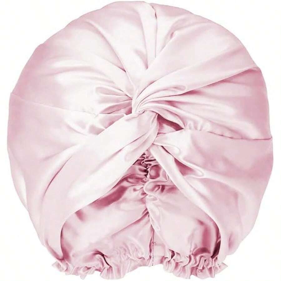 Women's 100% Mulberry Silk Nightcap – 16 Momme, Double Layer, Hair Care – Pink - Hồng - Xem 1