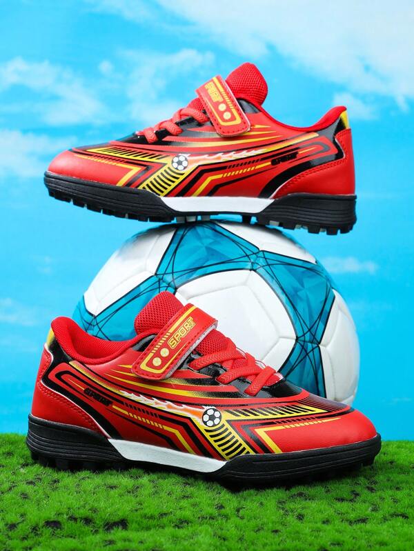 1 Pair Baby Children's Shoes Unisex Kids' Leather Magic Strap Sports Shoes, Waterproof, Shock-Absorbing, Comfortable, Soft For Grass, Students, Football Training, Casual, Running, Lightweight Cleats Girl