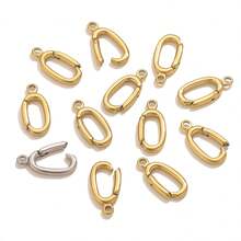 1pc 304 Stainless Steel 18k Gold Plated Oval Lobster Clasp Clasp Hook, Handmade Key Ring, Ladies Daily Wear DIY Jewellery Accessories Clasp - Buckle - View 5