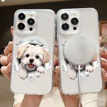 Cute Puppy Mobile Phone Case, Designed With Playful Paws And A Cheerful Expression, Suitable For IPhone 16, 15, 14, 13, 12 And 11 Pro Models, Made Of TPU Material, And Provides Shockproof Protection. Perfect For Family, Friends, Children, Birthdays, Spring, Holidays, Boyfriends, Girlfriends, And Valentine's Day Gifts. - Trong sáng - Xem 1