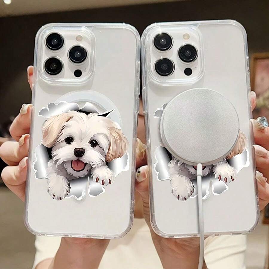 Cute Puppy Mobile Phone Case, Designed With Playful Paws And A Cheerful Expression, Suitable For IPhone 16, 15, 14, 13, 12 And 11 Pro Models, Made Of TPU Material, And Provides Shockproof Protection. Perfect For Family, Friends, Children, Birthdays, Spring, Holidays, Boyfriends, Girlfriends, And Valentine's Day Gifts. - Trong sáng - Xem 1
