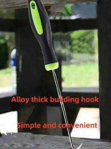 Heavy Duty Metal U-Hook Seal Puller For Garden, Landscape Cracks And Paving Joints - Green And Black Lawn Loosening Tool With Handle, Screen Strip Replacement Tool Hook Door And Window Seal Hook Remover Strip Iron Hook Leather Strip Removal Tool