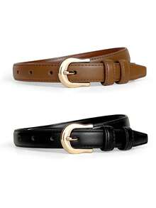 1/2/3 件简约百搭腰带，简约扣式休闲女式牛仔裤，夏季装饰腰带，夏季，秋季，万圣节