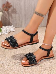 Sandalias planas con tira cruzada para el dedo del pie, zapatos de verano casuales de playa para estudiantes