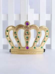2pcs/1pc Adult Gold Crown, Rhinestone Prince Costume, Headpiece, Cake Topper, Birthday Party Crown, Gift For Mom On Valentine's Day Or Mother's Day, Holiday Party Dress Up Accessories