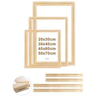 DIY木框套装，可选尺寸：30x40厘米、40x50厘米、50x70厘米，适用于油画画布，松木框架，墙面装饰画，钻石画，榫卯结构木条，加厚笔触，拉紧钢丝框架，内框可用于练习，家居装饰礼品，生日/毕业礼物