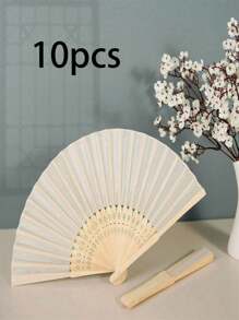 1/2/5pcs Silk Fans Decorative Fabric Fans, Plain Folding Fan, Wedding Gift, DIY Decor For Tabletop & Wall Hanging