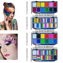 12-Compartment Water-Based Watercolor Paint Palette, Large Capacity, Easy Cleanup, Good Pigmentation, Detachable Sections, Suitable For Stage Performances, Festivals, And Costume Conventions Facial Painting