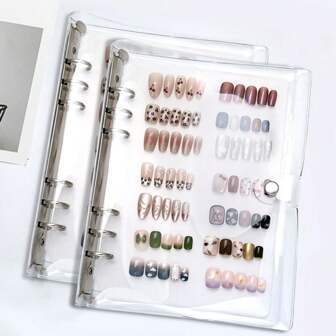 Press On Nail Organizer, Press On Nail Packaging,Removable Loose-Leaf Storage Book For Fake Nail,Nail Display, Clear Empty Storage Packaging Display Salon Supplies