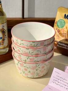 Bộ đồ ăn hoa hồng Ditsy 1 chiếc, đĩa hoa Ditsy sang trọng, bát đựng salad rau, bát đựng yến mạch ăn sáng, bát đựng cơm, thích hợp cho gia đình, nhà hàng, cửa hàng tráng miệng, tụ họp, tiệc tùng, quà tặng, đồ dùng học tập - hồng - Xem 7