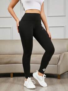 Women's High-Waisted Elastic Warm Butt Lift Slim Fit Leggings - Cat Paw Print Velvet, Soft & Stretchy Yoga Pants For Outdoor Cycling, Running, Yoga, Autumn & Winter,Fleece - Black - View 3