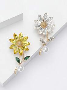 1 件水钻向日葵花束胸针 - 带金箔装饰 - 时尚配饰，适合休闲装、特殊场合、生日、周年纪念日、情人节礼物，适合女士背包、学校办公室配件、衬衫夹克珠宝、圣诞节万圣节衣服别针、有趣可爱的教师礼物 - 彩色 - 查看 1