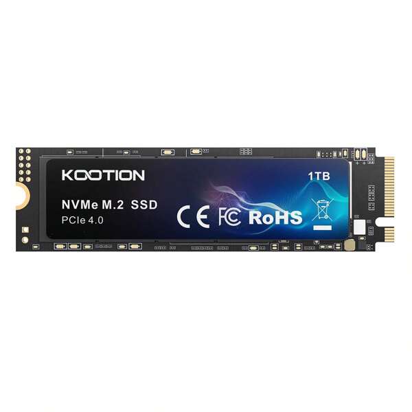 KOOTION 2TB 1TB 512 GB NVMe M.2 SSD, PCIe 4.0 M.2 2280 Internal Solid State Drive,Up To 5000MB/S, Laptop & Desktop (PC) Compatible,Gaming Expansion SSD, Black