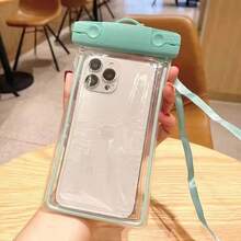 1PC Glow In The Dark Waterproof Mobile Phone Bag, Mobile Phone Waterproof Bag, Swimming Takeout Hanging Neck Mobile Phone Bag, Fluorescent Mobile Phone Bag, Outdoor Sports Swimming Floating Airbag Underwater Photography Mobile Phone Case, Cell Phone Waterproof Bag, Cell Phone Bag Beach Phone Bag Compatible With IPhone 14 13 12 And Other Cell Phones (Green& Pink) - Multicolor - View 14
