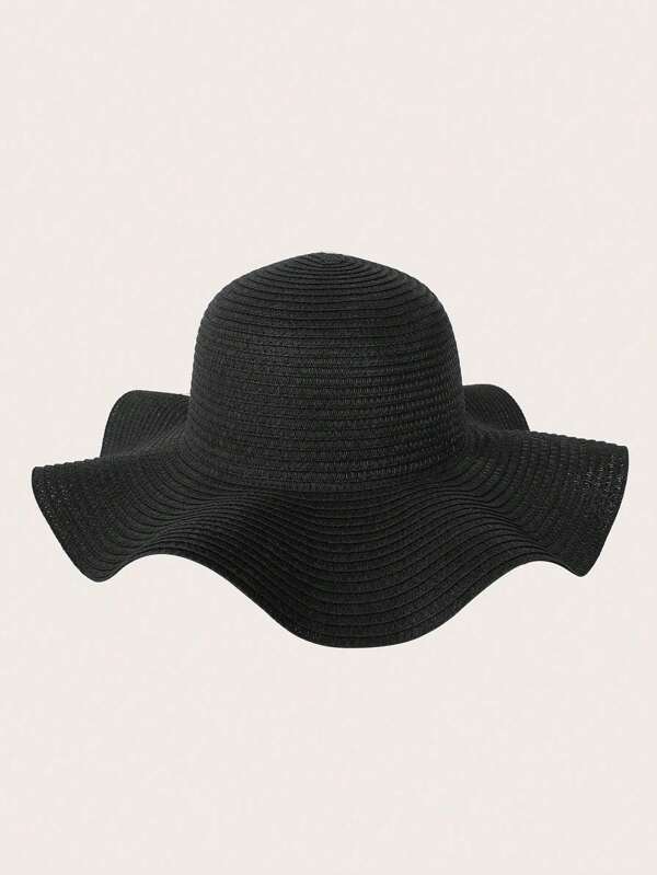 1 Peça Boné Minimalista Fashion com Bainha em Onda, Chapéu de Praia para Proteção Solar de Verão ao Ar Livre