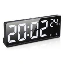Un nuevo favorito para el hogar creativo: reloj de pared LED digital con termómetro. - Negro - Ver 2
