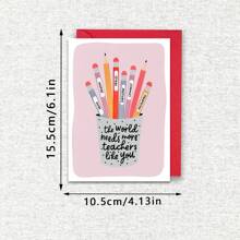 Rosa Stiftbecher Lehrer Danke Karte mit Umschlag, Lehrer Geschenkkarte, Danke Karte, Geschenk für Lehrer, süße Lehrerkarte, Geburtstagskarte