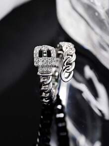 1pc Elegant Belt Design Women's Rings.18k Gold Plated Open Adjustable Ring,Unique Snake Ring With Sparkling Zirconia.Summer Fashion Accessory For Daily Wear,Party,Banquet,Vacation,Wedding.Valentine's Day Gift,Birthday Gift For Mom,Girlfriend,Best Friend.