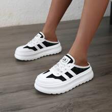 This Summer's New Popular Women's Thick-Soled Height-Increasing Half-Slipper Features A Lace Mesh Perforated Upper And A Soft-Soled Anti-Slip Half-Support Shoe. It Is Lightweight, Breathable, Versatile, Fashionable, Sporty And Daily Wear, Both Stylish And Multi-Functional