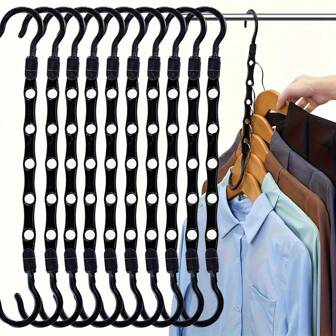 Set de 5 perchas organizadoras de espacio resistentes de plástico, salvadoras de espacio para camisas, organizadores de armarios multiuso para el hogar, dormitorio universitario y talla grande, percha mágica giratoria 360 grados