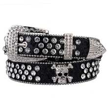 Rhinestone SkullBelt Western Cowgirl Belts For Women Girls Studded PU Leather Country Belt - 銀色 - 查看 3
