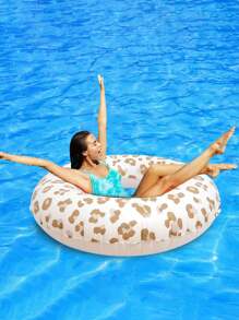 1 pieza Aro de natación inflable, diseñado con múltiples elementos como estampado de leopardo y conchas marinas, apto para adultos, fabricado con material de PVC grueso, apto para piscina inflable, piscina, fiesta