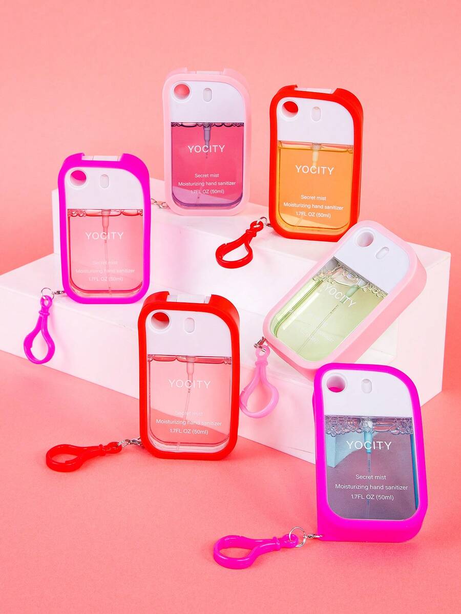 Capa de Silicone com Chaveiro Compatível com Borrifador de Álcool em Gel, Capa Protetora com Chaveiro para Névoa e Névoa Brilhante, Acessório de Borrifador (Sem Frasco de Borrifador)/Borrifador + Chaveiro de Silicone Acessórios de Carro Encantos de Bolsa Escola Fofo Gótico Y2k Porta-Crachás com Suporte para Carro Encantos de Bolsa