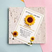 Optimistic Sunflower: "Brave And Strong Happy Thoughts & Good Vibes Card",Resin Material,Thanksgiving, Mother's Day, Weddings, Graduation, Birthday Party Gifts For Teacher, Friend And Family