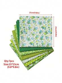 7pcs Floral Patchwork Multicolor Fabric Set, Flat Pattern Floral Cloth For DIY Sewing, Scrapbooking, Quilting; 7pcs 9.84*9.84 Inch(25*25cm) Blue Cotton Fabric Scraps For Handmade Doll Clothes, Quilting, Patchwork; 7pcs Blue Floral Woven Square Quilting Fabric For Clothing Patches And Handmade DIY Floral Textiles