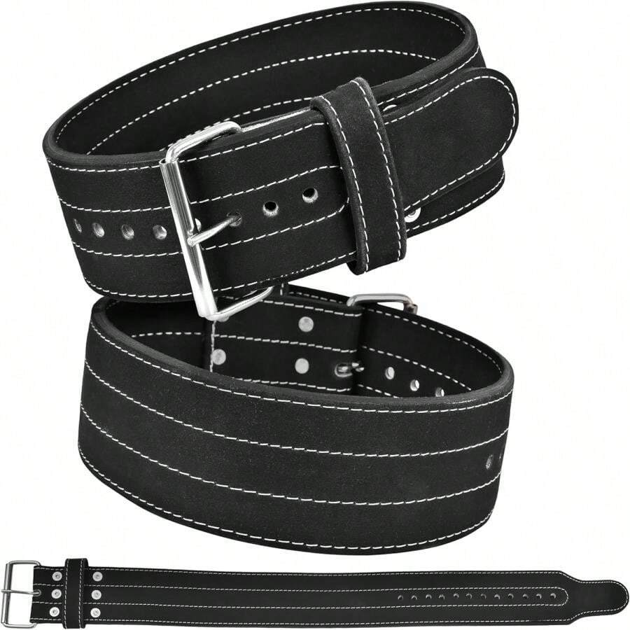 POZTEV Single Prong Powerlifting Belt For Men &Amp; Women-Premium Leather 4"Wide 10mm Thick Weightlifting Belt For Back Support &Amp; Stability-Adjustable Gym Belt For Squats, Deadlifts &Amp; Heavy Lifts - Small - View 1