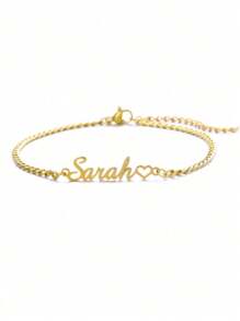 Tobillera con placa de acero inoxidable personalizada con nombre para mujer, colgante con nombre personalizado, regalo para ella de oro estiloso, moda de otoño, casual, lindo, sobrio, estilo antiguo, personalizado, único, regalo ideal para su novia, mamá, familia, amigos, hija, abuelos, para aniversarios, San Valentín, Día de la Madre, cumpleaños, graduación, bodas, uso diario