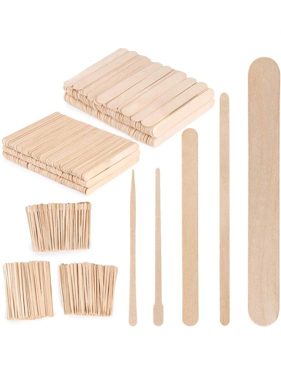 蜡棒套装 - 5 种尺寸木质体毛脱毛棒 木质蜡棒、脱毛蜡棒、脱毛用木质刮刀、天然眉毛蜡棒、刮刀脱毛棒、脱毛刮刀