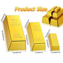 1 pieza Barra de oro falsa, material plástico hueco, imitación creativa de lingote de oro, apta para utilizar como utilería de películas, bromas, juguetes para fiesta, decoración