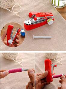 1pc Mini Handheld Sewing Machine, Portable Travel Home Sewing Tool, Hand Stitcher Sewing Machine For DIY Crafts, Multifunctional Household Clothing Sewing Machine, Quick Repair Sewing, Essential For Travel, Suitable For Beginners Adult, Easy To Use And Fast Stitch Suitable For Clothes, Fabrics, DIY Home Travel, Sewing Accessories - Multicolor - View 4