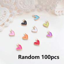1 Box 20pcs Mixed Color Heart Shape Pendant Charms Love Oil Drip Metal Beads For Jewelry Making DIY Bracelet Necklace Accessories Valentines - Multicolor - View 19