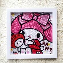 Sanrio 1Pc Hello Kittys Kuromis Cinnamorolls My Melodys 5D DIY Diamond Art Painting Set With Photo Frame Cute Kitty Cat Diamond Art Painting Making Beginner Gift(Some Parts May Be Random)No Picture Frame