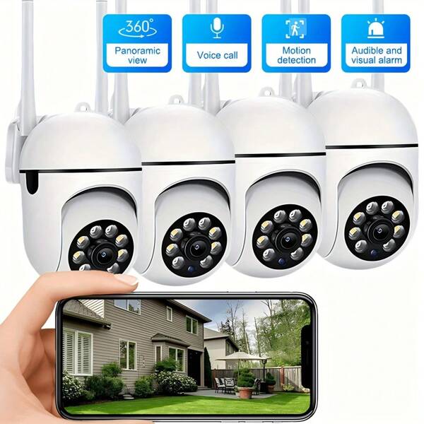 1080P Wireless Full HD Smart Security Camera - Reliable Wi Fi, Advanced Pan Tilt/Zoom, Crystal Clear Night Vision Color, Two-Way Audio, Intelligent Motion Tracking - Very Suitable For Pet Monitoring, Indoor/Outdoor Use