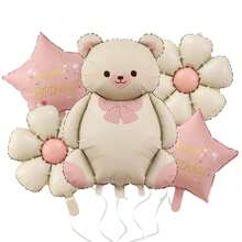 5pcs/Set Matte Milky White Small Flowers, Pink Stars, 32-Inch Number Decoration Suitable For Birthday Party, Anniversary - 彩色 - 查看 12