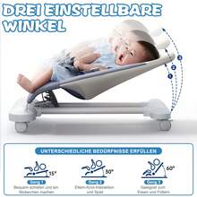 Baby-Schaukelstuhl,Babywippe, Tragbare Kleinkind-Hüpfliege Mit Leisem Universalrädern, Beruhigendem Schaukelsitz, Sicherheitsgurt Und Abnehmbarem Kinderzimmerspielzeug, Geeignet Für Neugeborene Jungen Und Mädchen, Blau - Weiss - Übersicht 8