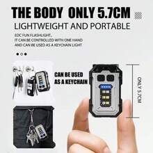 1pc 8-Mode Triple Light Source Keychain Light | Type-C Quick Charging + Magnetic Base | 5.7cm Mini Super Bright Keychain + Cap Clip Dual Design | EDC Gear Outdoor Camping Automotive Lighting Essentials
