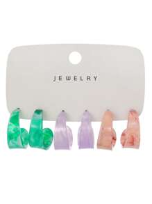 6 pièces/12 pièces/18 pièces/36 pièces Ensemble de boucles d'oreilles géométriques vintage en forme de C et rondes en résine acrylique, convient pour les femmes au quotidien/plage d'été/fête sur un bateau, cadeau