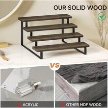 Wooden Display Riser Stand, 4 Tier Perfume Display Stand, Perfume Organizer With Metal Stand For Dresser, Display Shelf For Cologne, Spice Rack, Figruine, Cupcake - 4層棕色 - 查看 5