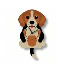 1 pièce Horloge murale décorative en bois avec queue de chien remuante, fonctionnant sur pile, pendule simple et mignon. Décoration idéale pour la chambre, le salon, la classe, le terrain de jeu, la ferme. Cadeau idéal pour la Saint-Valentin, la Fête des enfants, les anniversaires, les fêtes, la rentrée scolaire, le Ramadan, le Nouvel An
