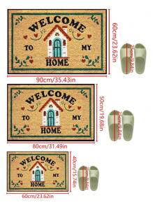 1 件有趣的欢迎房子图案门垫，简约风格黄色短毛绒速干防滑可洗垫子适用于厨房、浴室、餐厅、走廊入口、派对、聚会、新年、四季、庭院装饰 - 黃色 - 查看 5